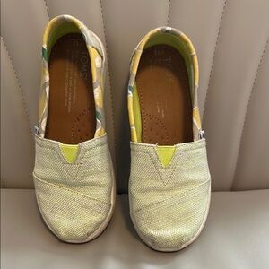 TOMS Lemon Kids' Yellow Canvas Slip-On Shoes - 13